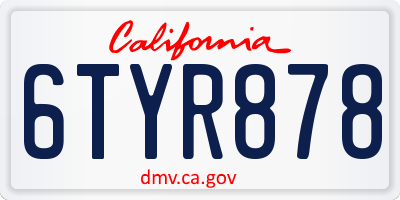 CA license plate 6TYR878
