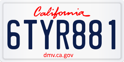 CA license plate 6TYR881