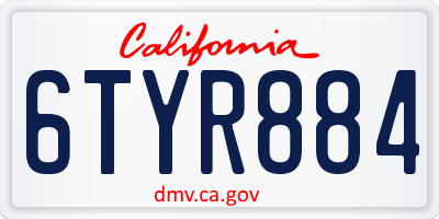 CA license plate 6TYR884