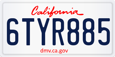 CA license plate 6TYR885