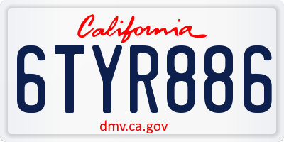 CA license plate 6TYR886