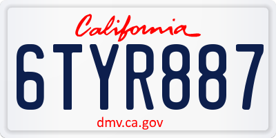 CA license plate 6TYR887