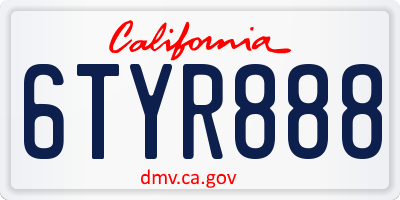 CA license plate 6TYR888