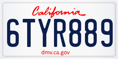 CA license plate 6TYR889