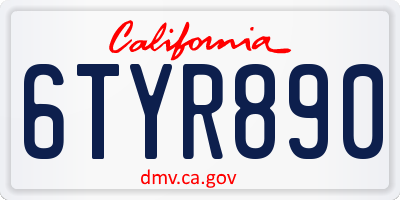 CA license plate 6TYR890