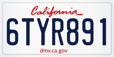 CA license plate 6TYR891