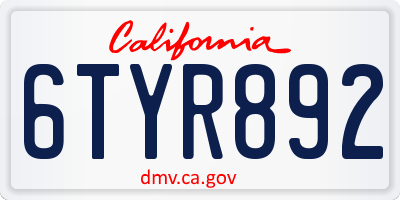 CA license plate 6TYR892