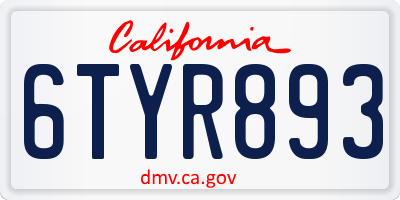CA license plate 6TYR893