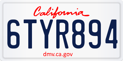 CA license plate 6TYR894