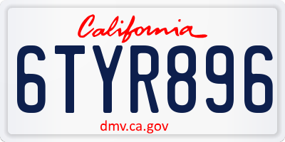 CA license plate 6TYR896