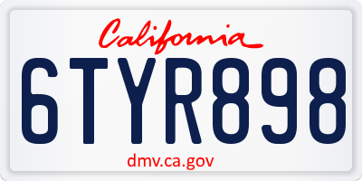 CA license plate 6TYR898