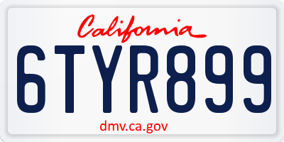 CA license plate 6TYR899