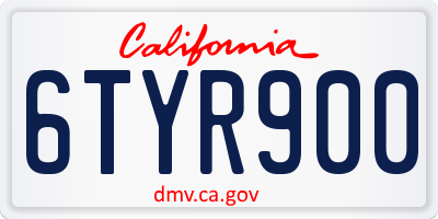 CA license plate 6TYR900