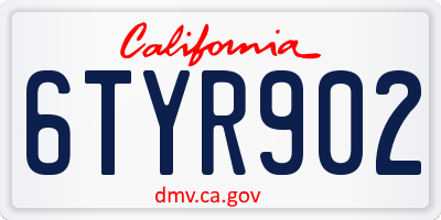 CA license plate 6TYR902