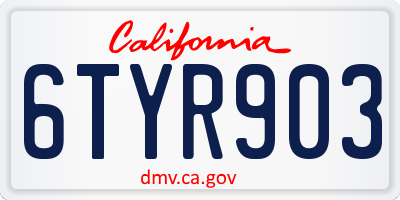 CA license plate 6TYR903