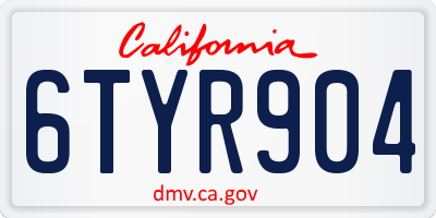 CA license plate 6TYR904