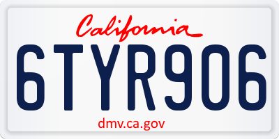 CA license plate 6TYR906