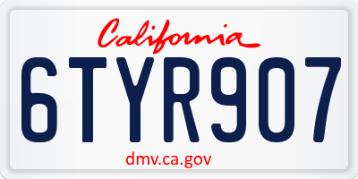 CA license plate 6TYR907