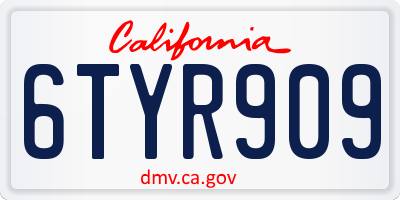 CA license plate 6TYR909