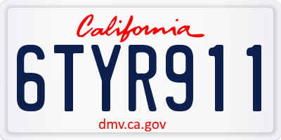 CA license plate 6TYR911