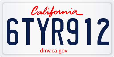 CA license plate 6TYR912