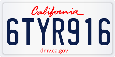 CA license plate 6TYR916