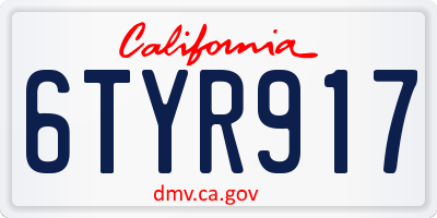 CA license plate 6TYR917
