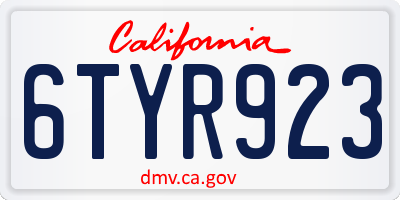 CA license plate 6TYR923