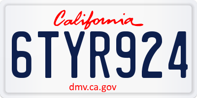 CA license plate 6TYR924