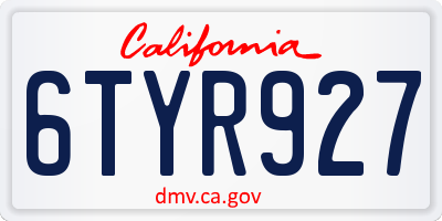 CA license plate 6TYR927