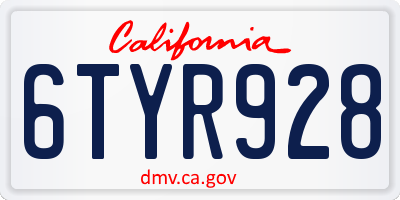 CA license plate 6TYR928