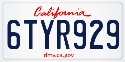 CA license plate 6TYR929