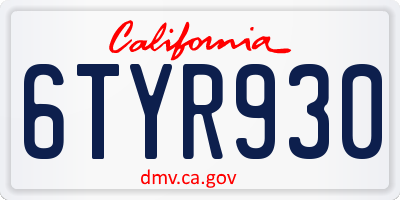 CA license plate 6TYR930