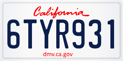 CA license plate 6TYR931
