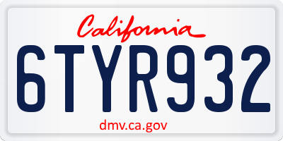CA license plate 6TYR932
