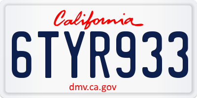 CA license plate 6TYR933