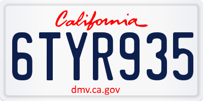 CA license plate 6TYR935