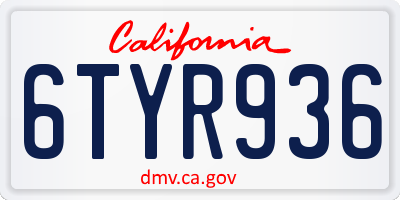 CA license plate 6TYR936