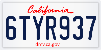 CA license plate 6TYR937