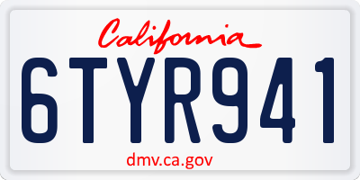 CA license plate 6TYR941
