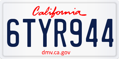 CA license plate 6TYR944