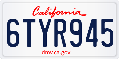 CA license plate 6TYR945