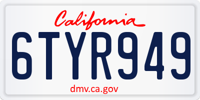 CA license plate 6TYR949