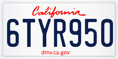 CA license plate 6TYR950