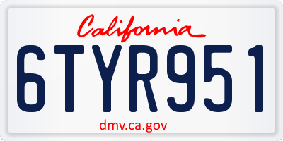 CA license plate 6TYR951