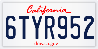 CA license plate 6TYR952
