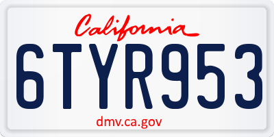 CA license plate 6TYR953