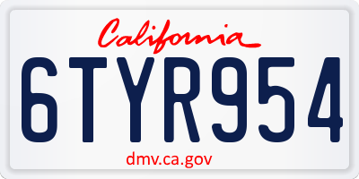 CA license plate 6TYR954