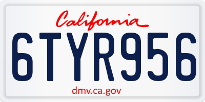 CA license plate 6TYR956