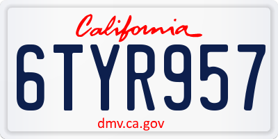 CA license plate 6TYR957